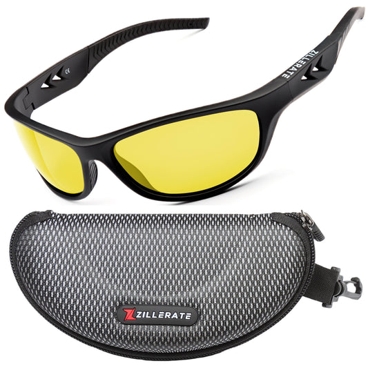 ZILLERATE Night Driving Glasses - Anti Glare Yellow Tinted Lenses for Men & Women - Reduce Headlight Glare & Enhance Visibility