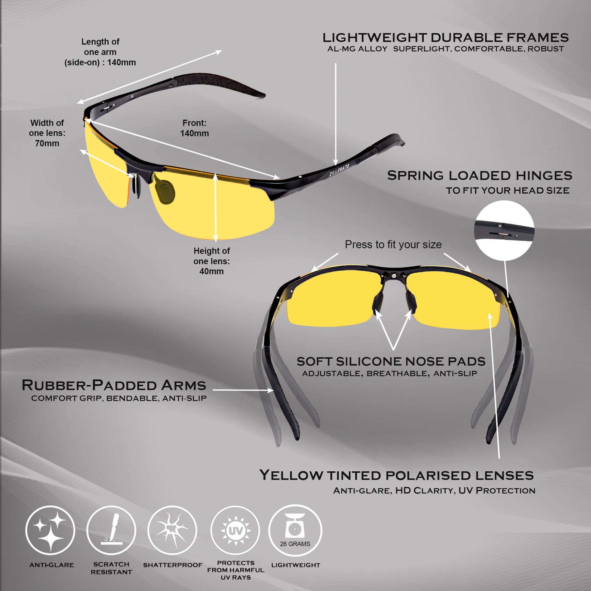 Brand: ZILLERATE ZILLERATE Polarized Sports Sunglasses for Men, UV